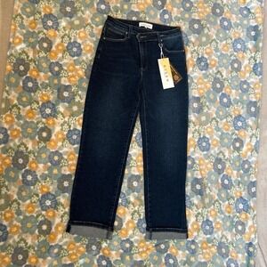 Risen Jeans high rise crossover straight leg with rolled cuff women's 5/27 NWT